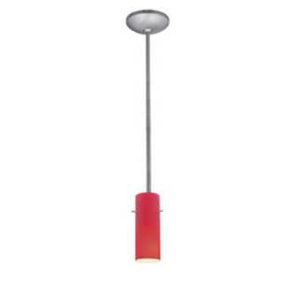 Cylinder One Light Pendant in Brushed Steel (18|28030-1R-BS/RED)