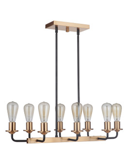 Randolph Eight Light Island Pendant in Flat Black/Satin Brass (46|50378-FBSB)