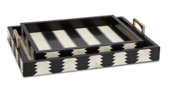 Jamie Beckwith Tray Set of 2 in Black/White/Natural/Brass (142|1200-0451)