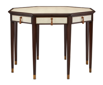 Evie Entry Table in Ivory/Dark Walnut/Brass (142|3000-0200)