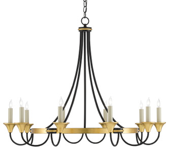 Hanlon Ten Light Chandelier in Washed Black/Contemporary Gold Leaf (142|9000-0474)