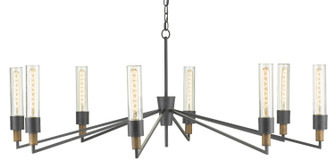 Delgado Eight Light Chandelier in Antique Black/Reclaimed Wood (142|9000-0607)