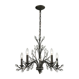 Crystal Branches Five Light Chandelier in Burnt Bronze (45|11775/5)