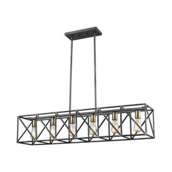 Crossbar Six Light Linear Chandelier in Silverdust Iron (45|15254/6)