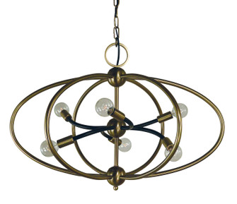 Orbit Six Light Chandelier in Antique Brass with Matte Black Accents (8|4948 AB/MBLACK)