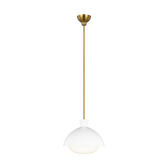 Lucerne One Light Pendant in Matte White and Burnished Brass (454|AEP1031BBSMWT)