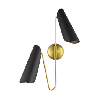Tresa Two Light Wall Sconce in Midnight Black and Burnished Brass (454|AEW1002BBSMBK) Tresa Two Light Wall Sconce in Midnight Black and Burnished Brass (454|AEW1002BBSMBK)