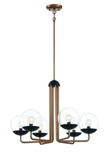 Outer Limits Six Light Chandelier in Painted Bronze With Natural Brushed Brass (42|P1505-416)