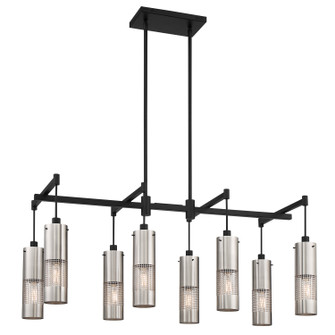 Grid 3 Eight Light Island Pendant in Brushed Nickel and Coal Highlights (42|P1598-691)