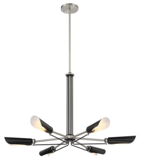 Turbine Six Light Chandelier in Brushed Nickel and Coal Highlights (42|P1696-691)