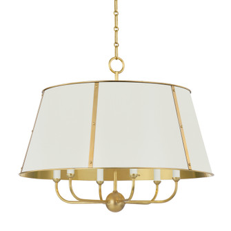 Cambridge Six Light Chandelier in Aged Brass/Off White (70|MDS121-AGB/OW)