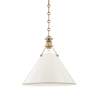 Painted No.2 One Light Pendant in Aged Brass/Off White (70|MDS352-AGB/OW)