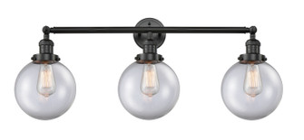 Franklin Restoration Three Light Bath Vanity in Matte Black (405|205-BK-G202-8)