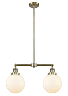 Franklin Restoration Two Light Island Pendant in Antique Brass (405|209-AB-G201-8)