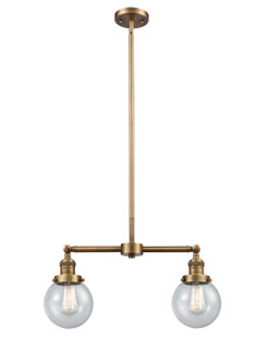 Franklin Restoration Two Light Island Pendant in Brushed Brass (405|209-BB-G204-6)