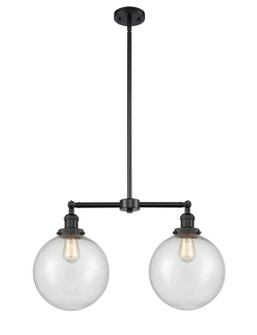Franklin Restoration Two Light Island Pendant in Matte Black (405|209-BK-G204-10)