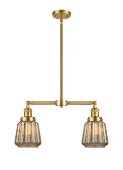 Franklin Restoration Two Light Island Pendant in Satin Gold (405|209-SG-G146)