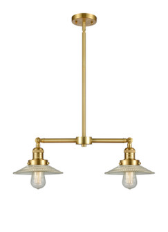 Franklin Restoration Two Light Island Pendant in Satin Gold (405|209-SG-G2)