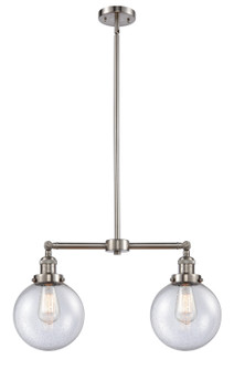 Franklin Restoration Two Light Island Pendant in Brushed Satin Nickel (405|209-SN-G204-8)