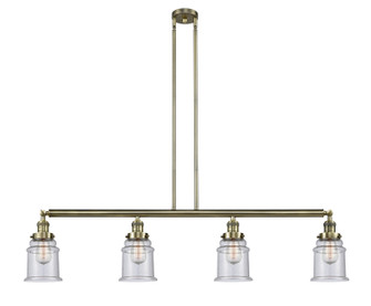 Franklin Restoration Four Light Island Pendant in Antique Brass (405|214-AB-G184)