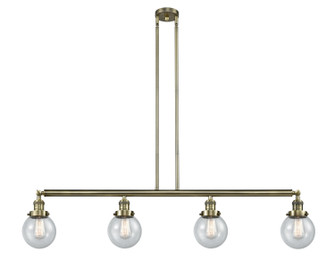 Franklin Restoration Four Light Island Pendant in Antique Brass (405|214-AB-G204-6)