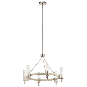 Telan Six Light Chandelier in White Washed Wood (12|44284WWW)
