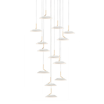 Royyo LED Pendant in Matte white with gold (240|RYP-C13-SW-MWG)