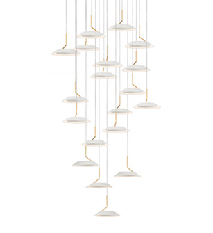 Royyo LED Pendant in Matte white with gold (240|RYP-C19-SW-MWG)