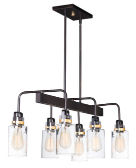Magnolia Six Light Linear Pendant in Bronze / Gold (16|30177CLBZGLD)