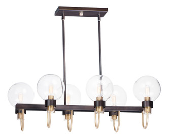 Bauhaus Six Light Linear Chandelier in Bronze / Satin Brass (16|30519CLBZSBR)