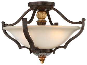 Chateau Nobles Three Light Semi Flush Mount in Raven Bronze With Sunburst Gold Leaf Highlights (29|N6450-652)