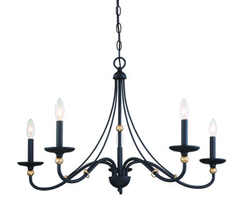 Westchester County Five Light Chandelier in Sand Coal w/Skyline Gold Leaf (7|1044-677)