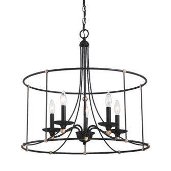 Westchester County Five Light Chandelier in Sand Coal w/Skyline Gold Leaf (7|1047-677)