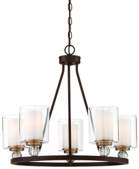 Studio 5 Five Light Chandelier in Painted Bronze w/Natural Brushed Brass (7|3075-416)