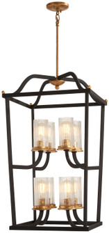 Posh Horizon Eight Light Pendant in Sand Black w/Gold Leaf (7|4518-100)