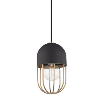 Haley One Light Pendant in Aged Brass/Black (428|H145701-AGB/BK)