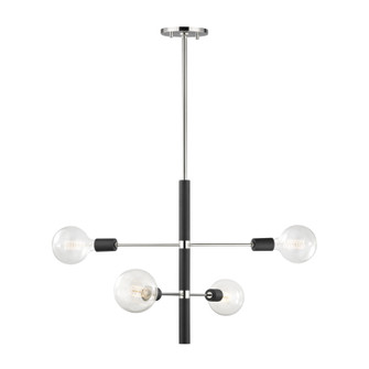 Astrid Four Light Chandelier in Polished Nickel/Black (428|H178804-PN/BK)