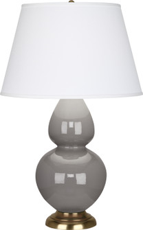 Double Gourd One Light Table Lamp in Smokey Taupe Glazed Ceramic w/Antique Natural Brass (165|1748X)
