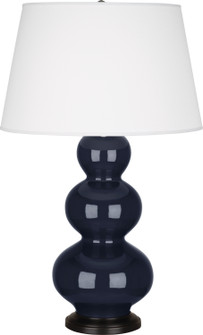 Triple Gourd One Light Table Lamp in Midnight Blue Glazed Ceramic w/Deep Patina Bronze (165|MB41X)