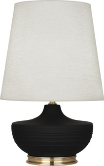 Michael Berman Nolan One Light Table Lamp in Matte Dark Coal Glazed Ceramic w/Modern Brass (165|MDC24)