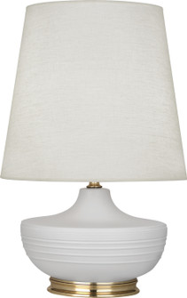 Michael Berman Nolan One Light Table Lamp in Matte Dove Glazed Ceramic w/Modern Brass (165|MDV24)