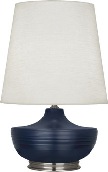 Michael Berman Nolan One Light Table Lamp in Matte Midnight Blue Glazed Ceramic and Dark Antique Nickel (165|MMB23)