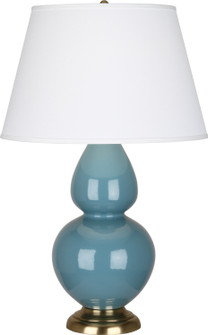 Double Gourd One Light Table Lamp in Steel Blue Glazed Ceramic w/Antique Brass (165|OB20X)