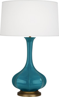 Pike One Light Table Lamp in Peacock Glazed Ceramic w/Aged Brass (165|PC994)