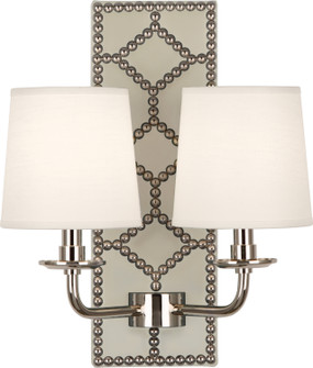 Williamsburg Lightfoot Two Light Wall Sconce in Bruton White Leather w/Nailhead, Polished Nickel (165|S1032)
