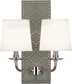 Williamsburg Lightfoot Two Light Wall Sconce in Carter Gray Leather w/Nailhead, Polished Nickel (165|S1034)