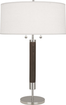 Dexter Two Light Table Lamp in Polished Nickel w/Dark Walnut Wood Column (165|S205)