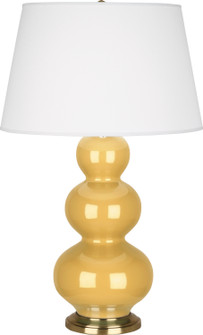 Triple Gourd One Light Table Lamp in Sunset Yellow Glazed Ceramic w/Antique Natural Brass (165|SU40X)