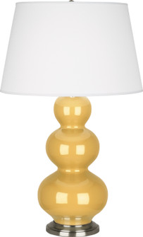 Triple Gourd One Light Table Lamp in Sunset Yellow Glazed Ceramic w/Antique Silver (165|SU42X)