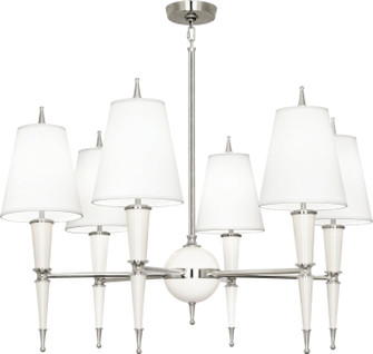 Jonathan Adler Versailles Six Light Chandelier in Lily Lacquered Paint w/Polished Nickel (165|W604X)